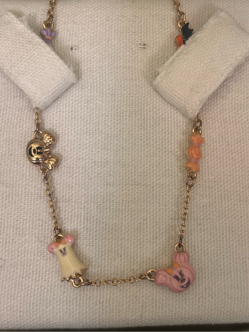 2026 Disney Parks Pastel Pink Halloween Minnie Ghost Pumpkin Necklace